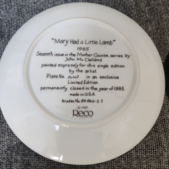 Mary Had a Little Lamb RECO Collectors Plate - Picture 9 of 10